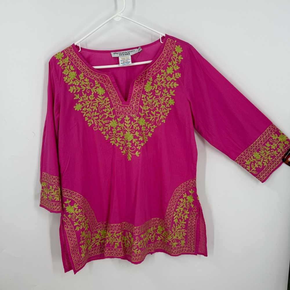 Gretchen Scott Designs Pink Embellished Tunic Top